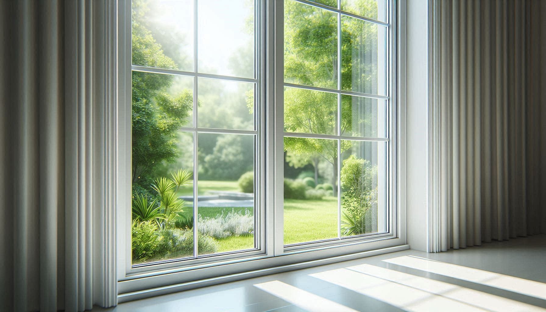 Modern white vinyl Alside Mezzo window showing energy-efficient glass.