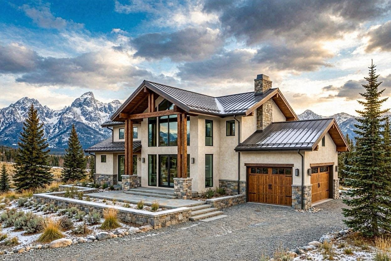 Luxury mountain home exterior Jackson Hole Wyoming — Christensen Stucco and Exteriors