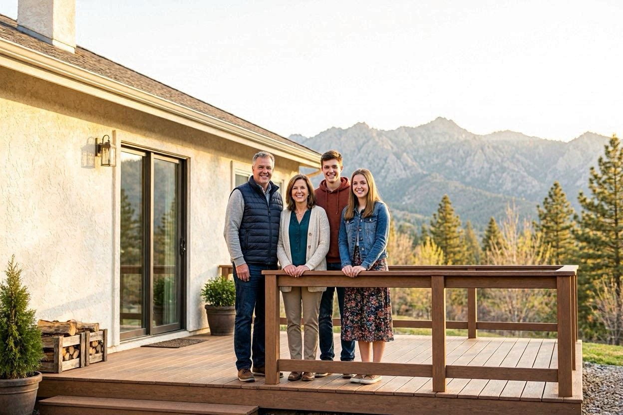 Utah family outdoor living on home deck — Christensen Stucco and Exteriors