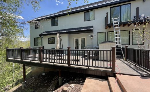 Custom engineered deck, smooth EIFS stucco, and new kitchen bump out with integrated roofline in Jeremy Ranch, UT.